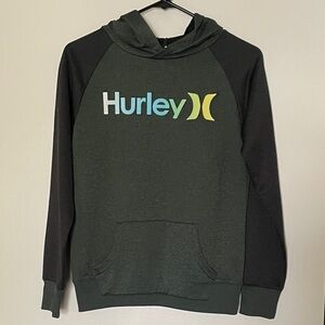 Hurley Men's Green and Black Logo Hoodie